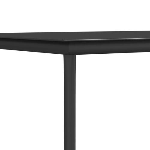 Spisebordssæt til haven 3 dele m. hynder polyrattan + stål sort