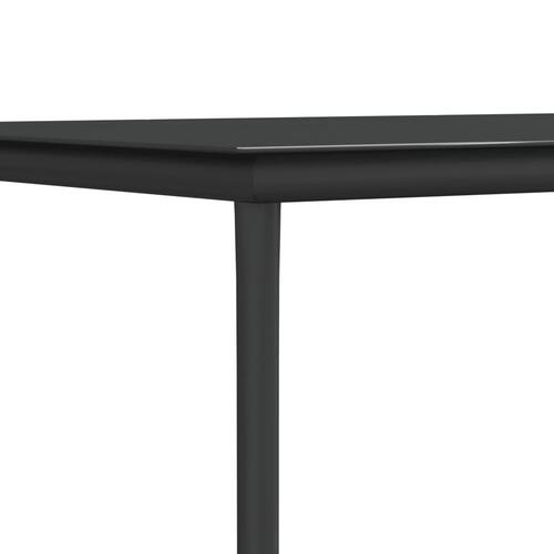 Spisebordssæt til haven 5 dele m. hynder polyrattan + stål sort