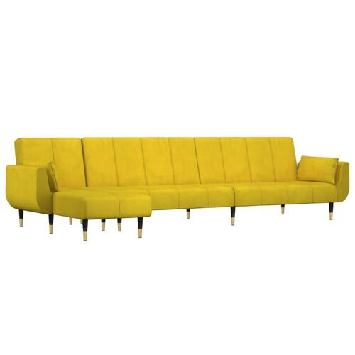 Sovesofa med chaiselong 275x140x70 cm velour gul