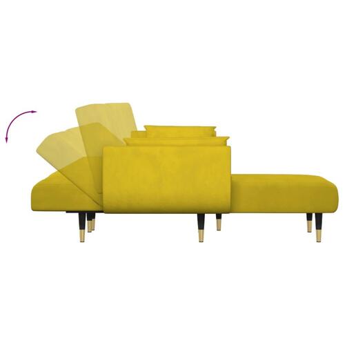 Sovesofa med chaiselong 275x140x70 cm velour gul