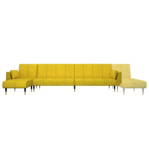 Sovesofa med chaiselong 275x140x70 cm velour gul
