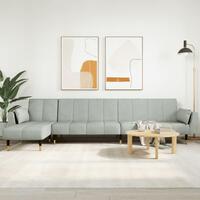 Sovesofa med chaiselong 275x140x70 cm velour lysegrå