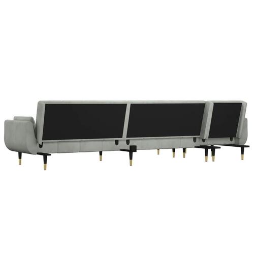 Sovesofa med chaiselong 275x140x70 cm velour lysegrå