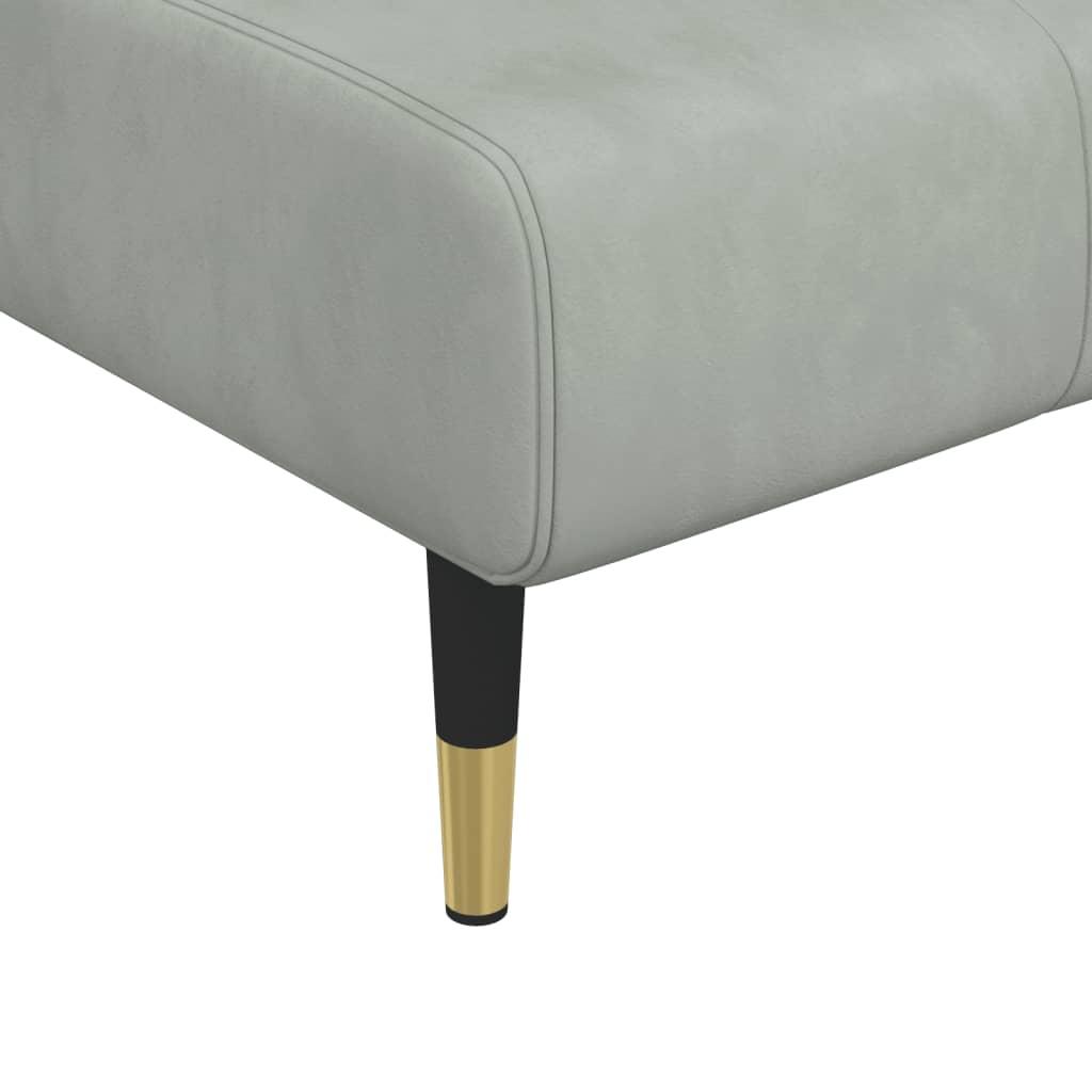 Sovesofa med chaiselong 275x140x70 cm velour lysegrå