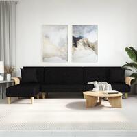 Sovesofa med chaiselong 279x140x70 cm stof sort