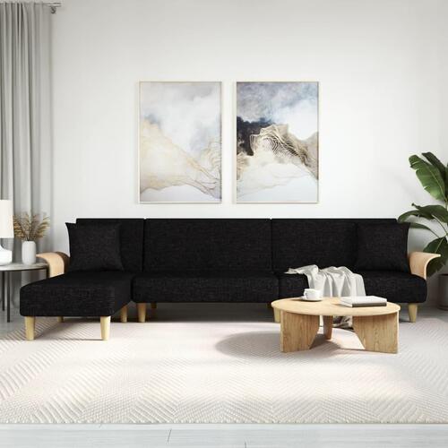 Sovesofa med chaiselong 279x140x70 cm stof sort