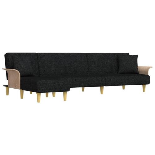 Sovesofa med chaiselong 279x140x70 cm stof sort