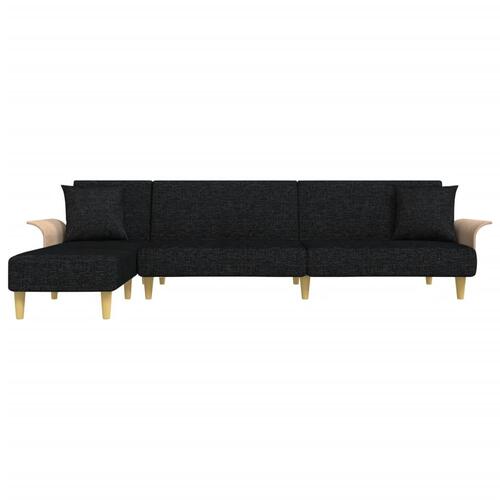 Sovesofa med chaiselong 279x140x70 cm stof sort