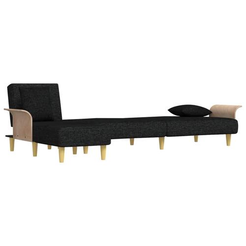 Sovesofa med chaiselong 279x140x70 cm stof sort