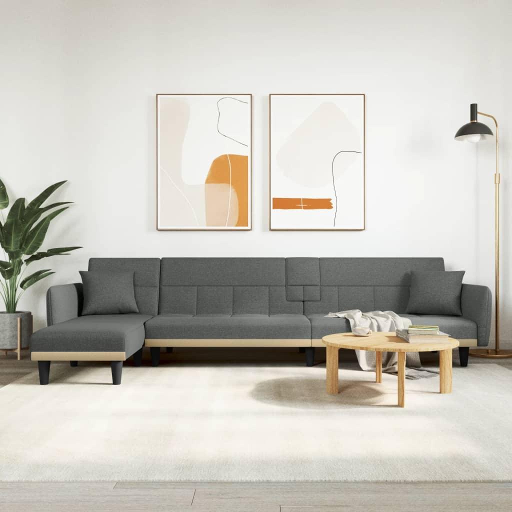 Sovesofa med chaiselong 275x140x70 cm stof mørkegrå