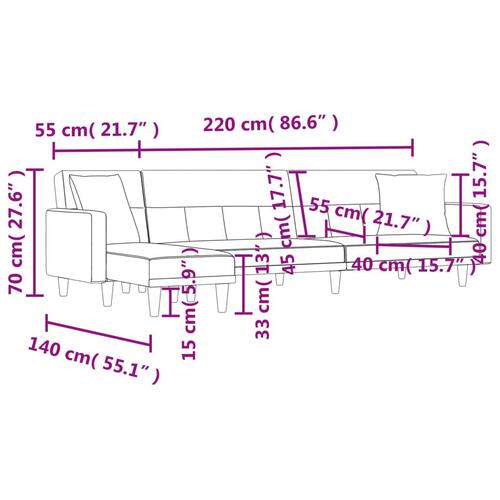 Sovesofa med chaiselong 275x140x70 cm stof mørkegrå