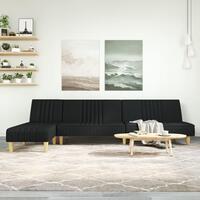 Sovesofa med chaiselong 255x140x70 cm stof sort