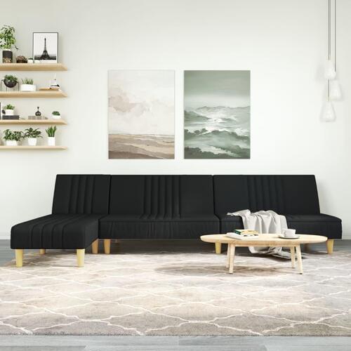 Sovesofa med chaiselong 255x140x70 cm stof sort