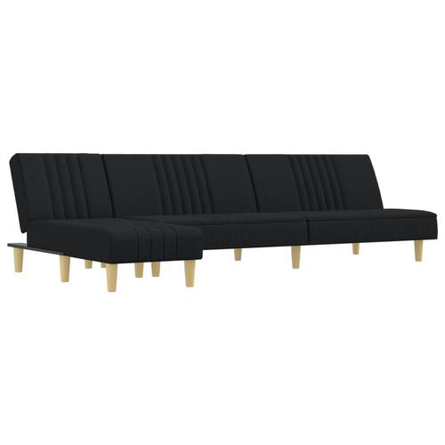 Sovesofa med chaiselong 255x140x70 cm stof sort