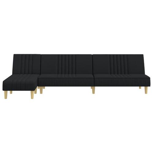 Sovesofa med chaiselong 255x140x70 cm stof sort