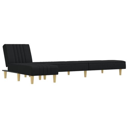 Sovesofa med chaiselong 255x140x70 cm stof sort