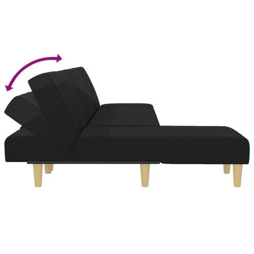 Sovesofa med chaiselong 255x140x70 cm stof sort