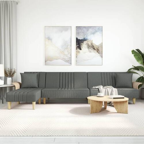 Sovesofa med chaiselong 279x140x70 cm stof mørkegrå