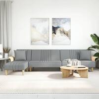 Sovesofa med chaiselong 279x140x70 cm velour lysegrå