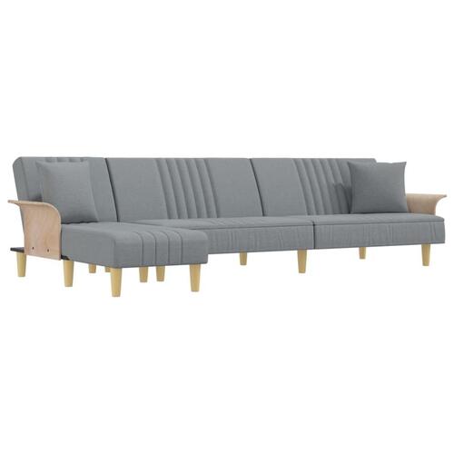 Sovesofa med chaiselong 279x140x70 cm velour lysegrå