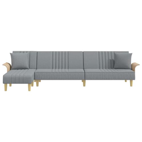 Sovesofa med chaiselong 279x140x70 cm velour lysegrå