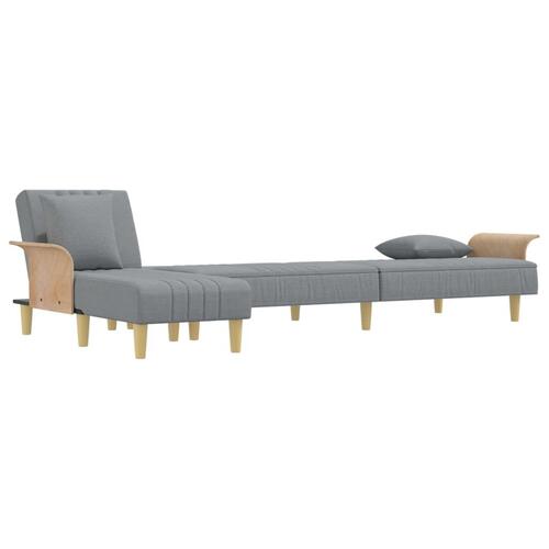 Sovesofa med chaiselong 279x140x70 cm velour lysegrå