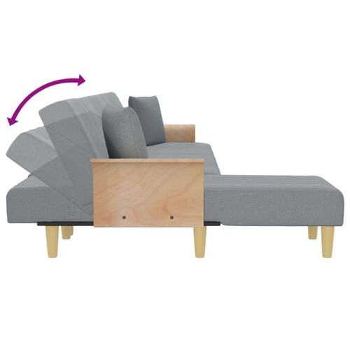 Sovesofa med chaiselong 279x140x70 cm velour lysegrå