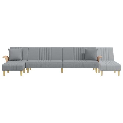 Sovesofa med chaiselong 279x140x70 cm velour lysegrå