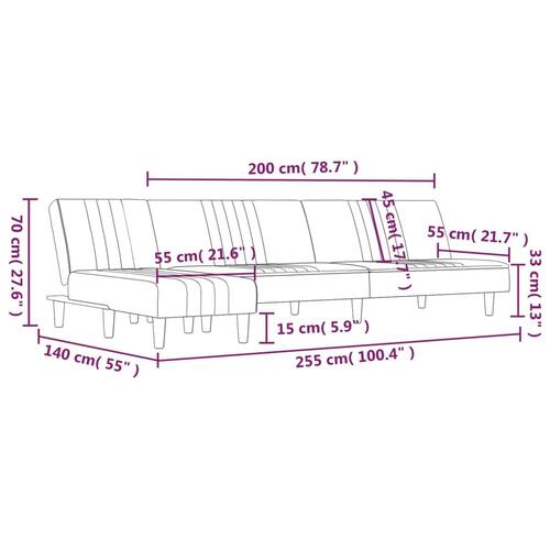 Sovesofa med chaiselong 255x140x70 cm stof mørkegrå