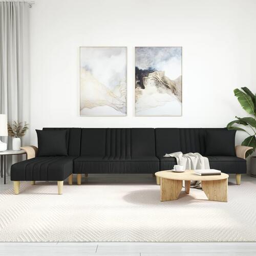 Sovesofa med chaiselong 279x140x70 cm stof sort