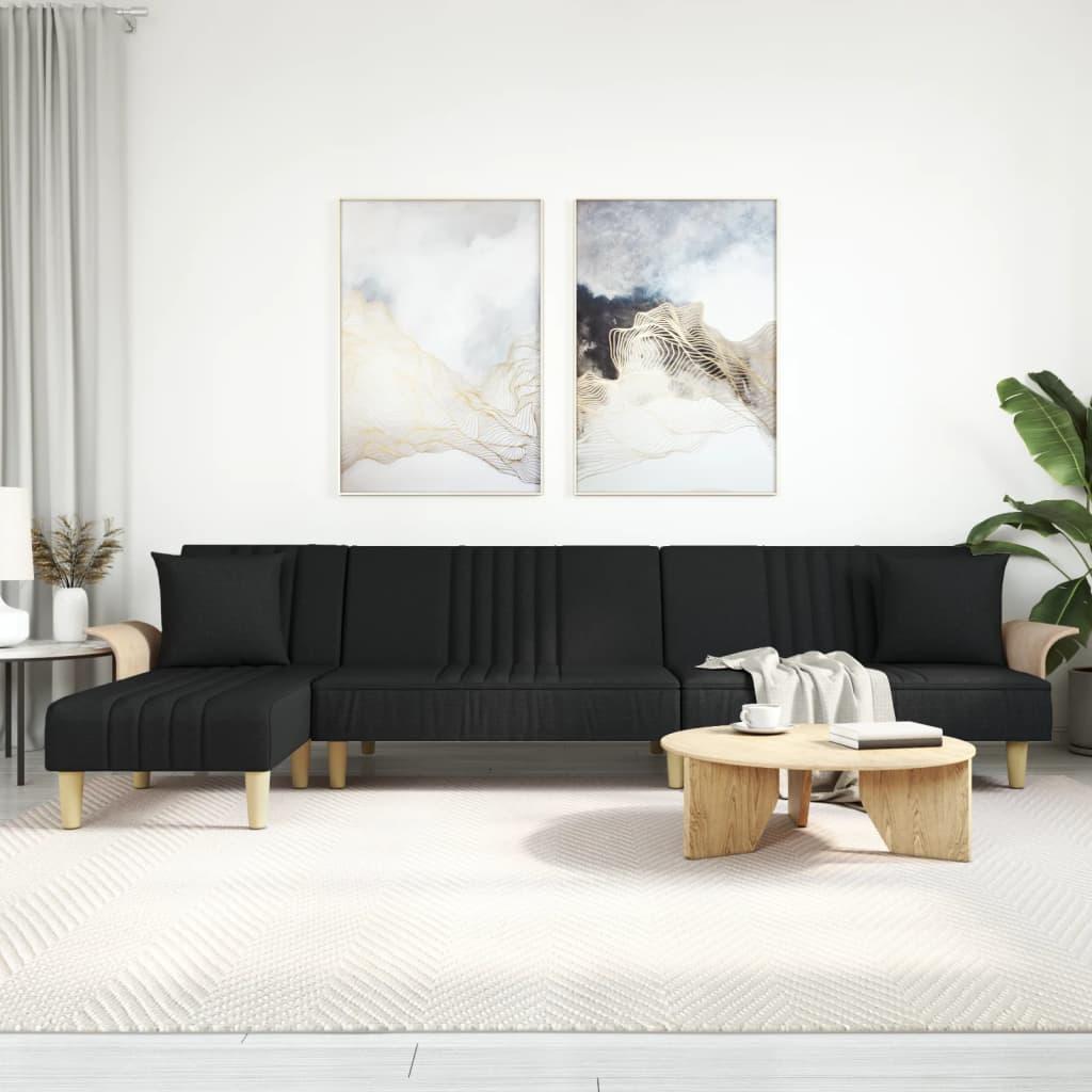 Sovesofa med chaiselong 279x140x70 cm stof sort