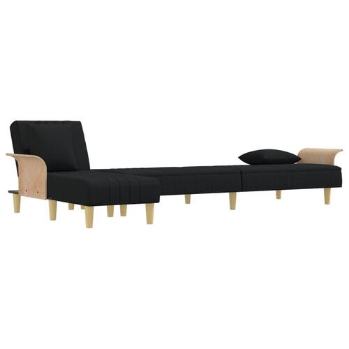 Sovesofa med chaiselong 279x140x70 cm stof sort