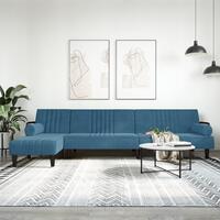 Sovesofa med chaiselong 260x140x70 cm velour blå
