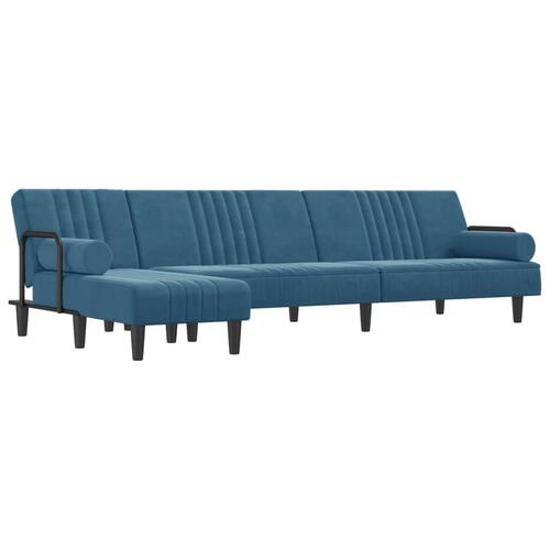 Sovesofa med chaiselong 260x140x70 cm velour blå