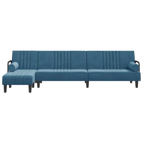 Sovesofa med chaiselong 260x140x70 cm velour blå
