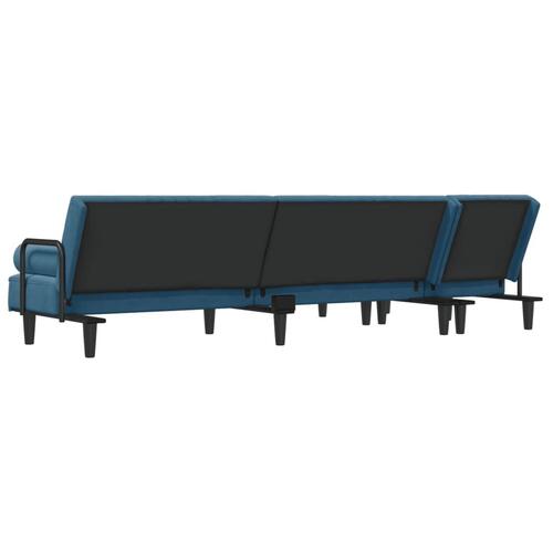 Sovesofa med chaiselong 260x140x70 cm velour blå