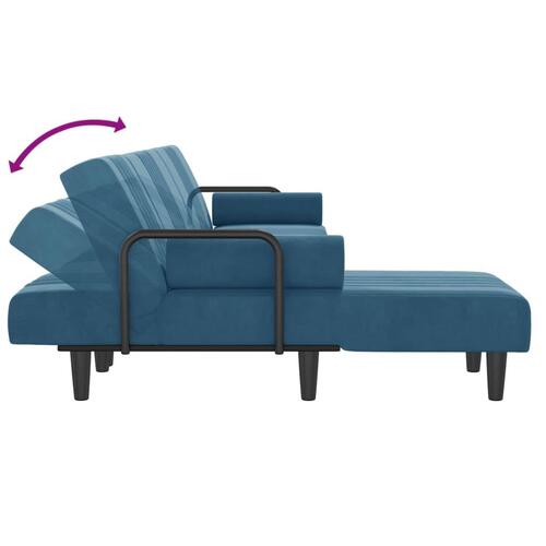 Sovesofa med chaiselong 260x140x70 cm velour blå