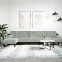Sovesofa med chaiselong 260x140x70 cm velour lysegrå