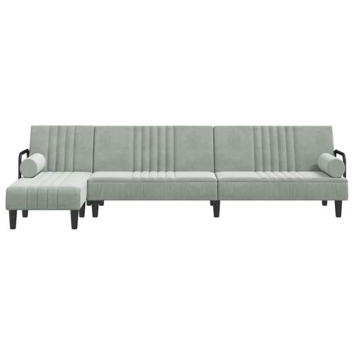 Sovesofa med chaiselong 260x140x70 cm velour lysegrå