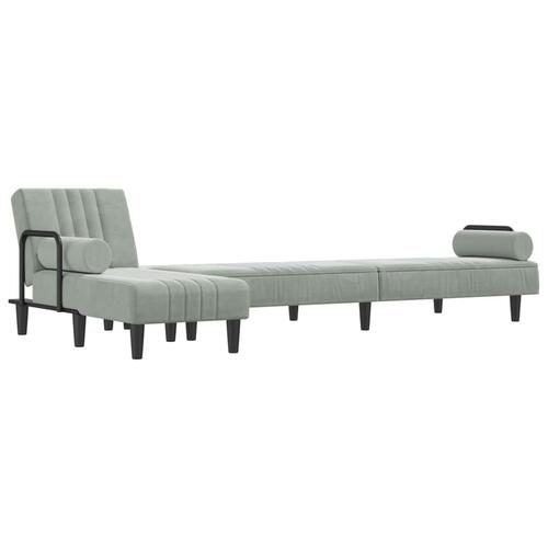 Sovesofa med chaiselong 260x140x70 cm velour lysegrå
