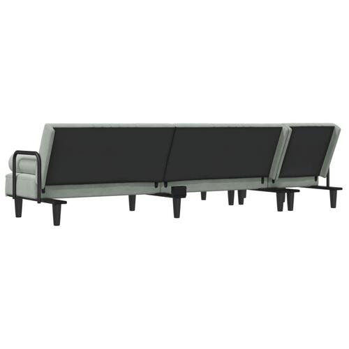 Sovesofa med chaiselong 260x140x70 cm velour lysegrå