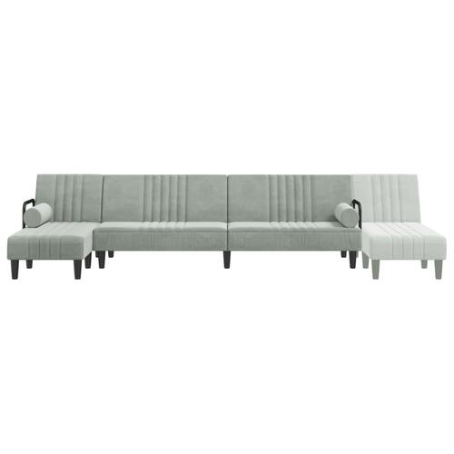 Sovesofa med chaiselong 260x140x70 cm velour lysegrå