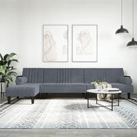Sovesofa med chaiselong 260x140x70 cm velour mørkegrå