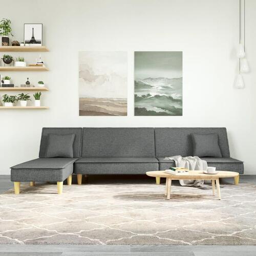 Sovesofa med chaiselong 255x140x70 cm stof mørkegrå