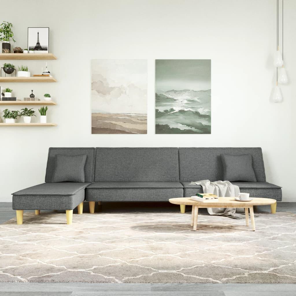Sovesofa med chaiselong 255x140x70 cm stof mørkegrå