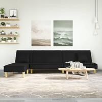Sovesofa med chaiselong 255x140x70 cm stof sort