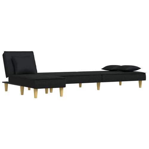 Sovesofa med chaiselong 255x140x70 cm stof sort