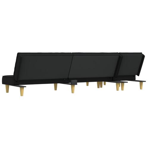 Sovesofa med chaiselong 255x140x70 cm stof sort