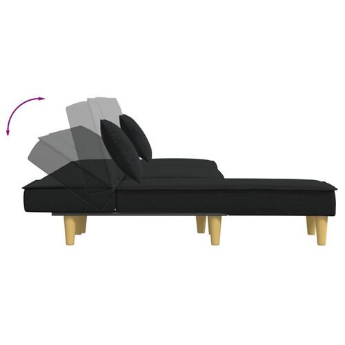 Sovesofa med chaiselong 255x140x70 cm stof sort