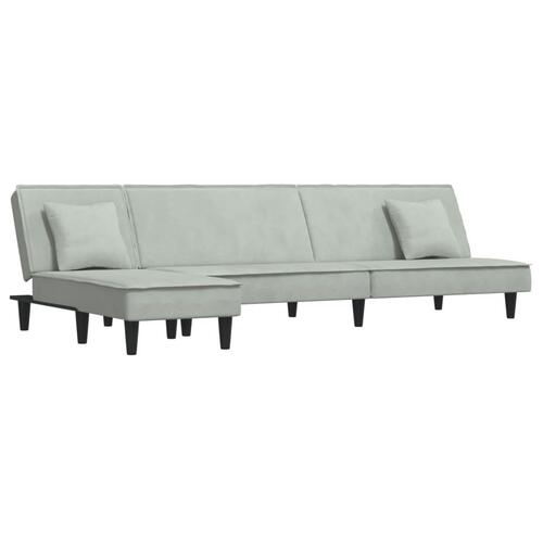 Sovesofa med chaiselong 255x140x70 cm velour lysegrå